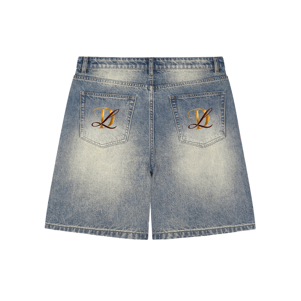 Faded Distressed Baggy Denim Shorts