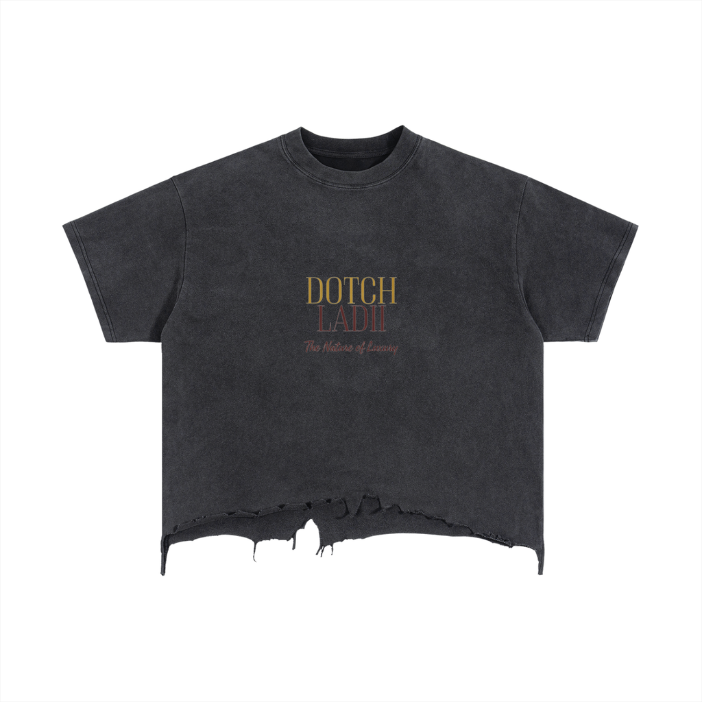 DOTCH Vintage Wash Boxy Distressed Hem T-Shirt