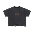 DOTCH Vintage Wash Boxy Distressed Hem T-Shirt