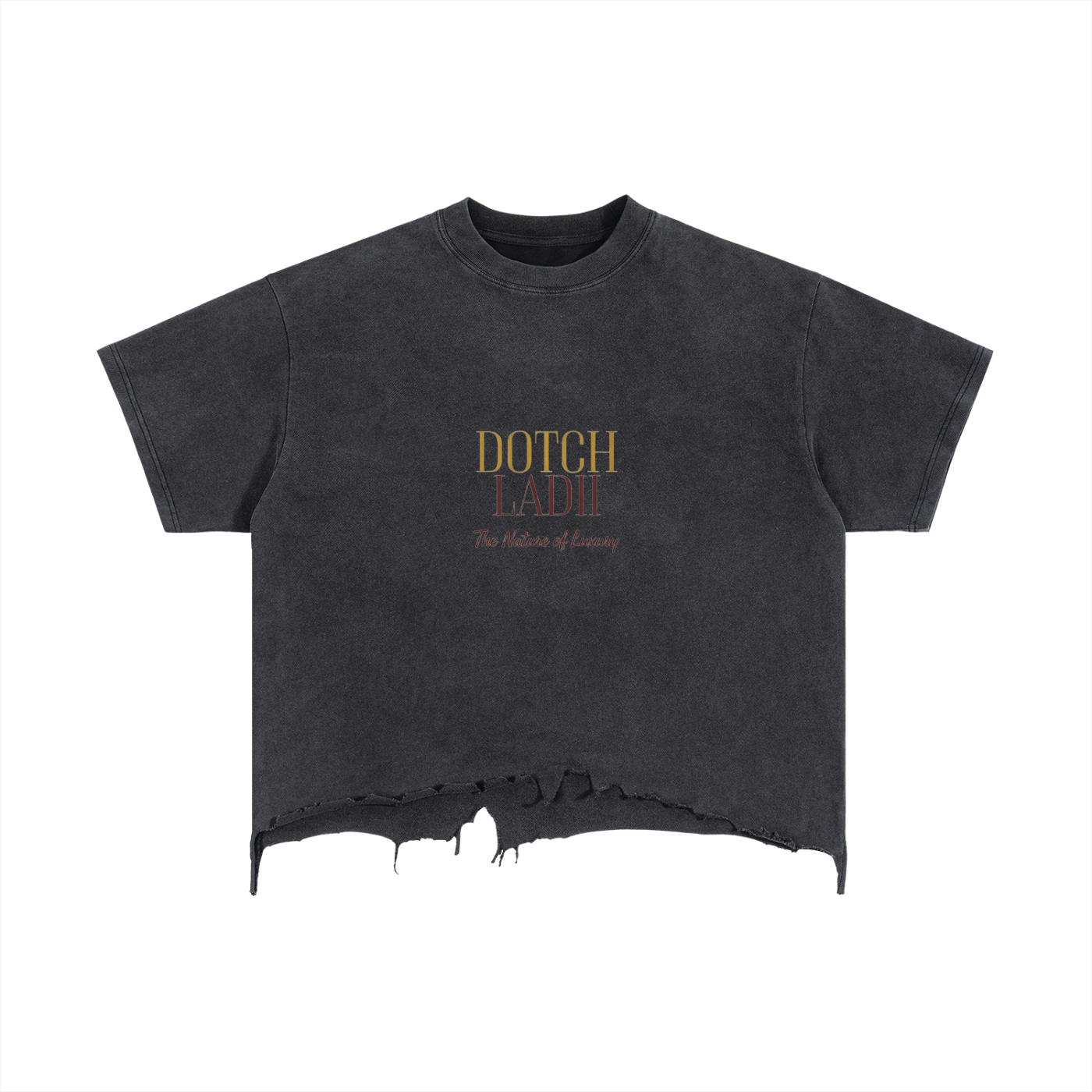 DOTCH Vintage Wash Boxy Distressed Hem T-Shirt