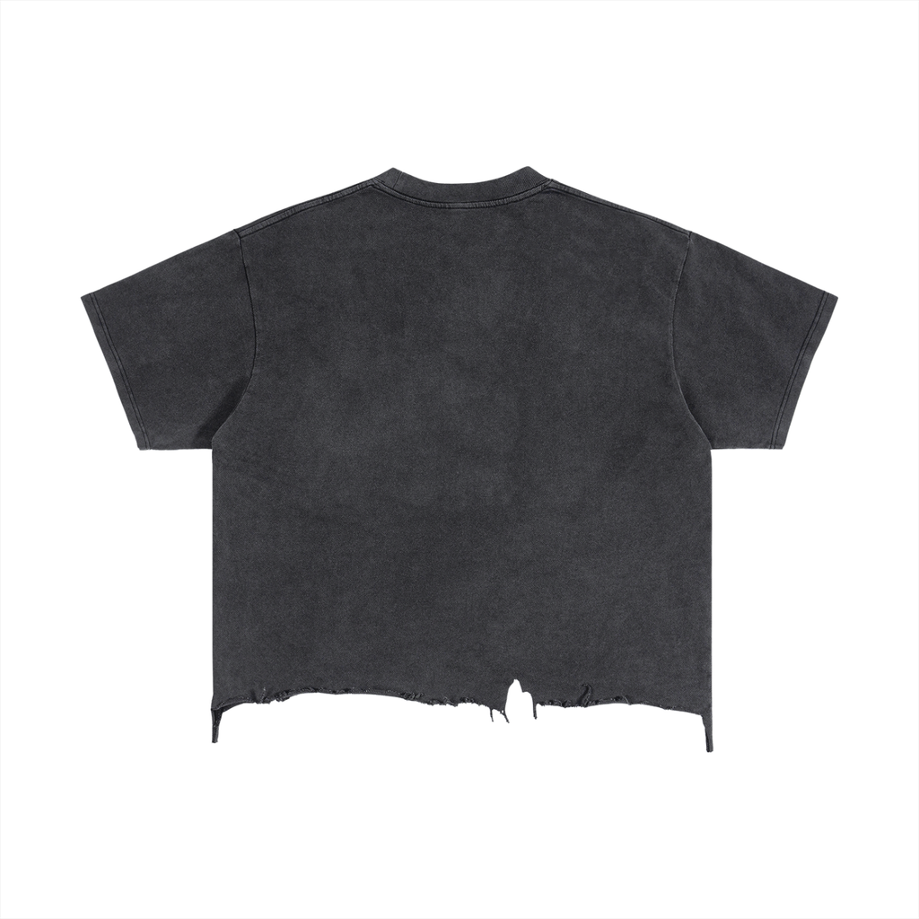 DOTCH Vintage Wash Boxy Distressed Hem T-Shirt